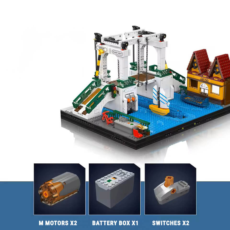 Motorized Nordic Drawbridge - Building Blocks Set | Power Brickz