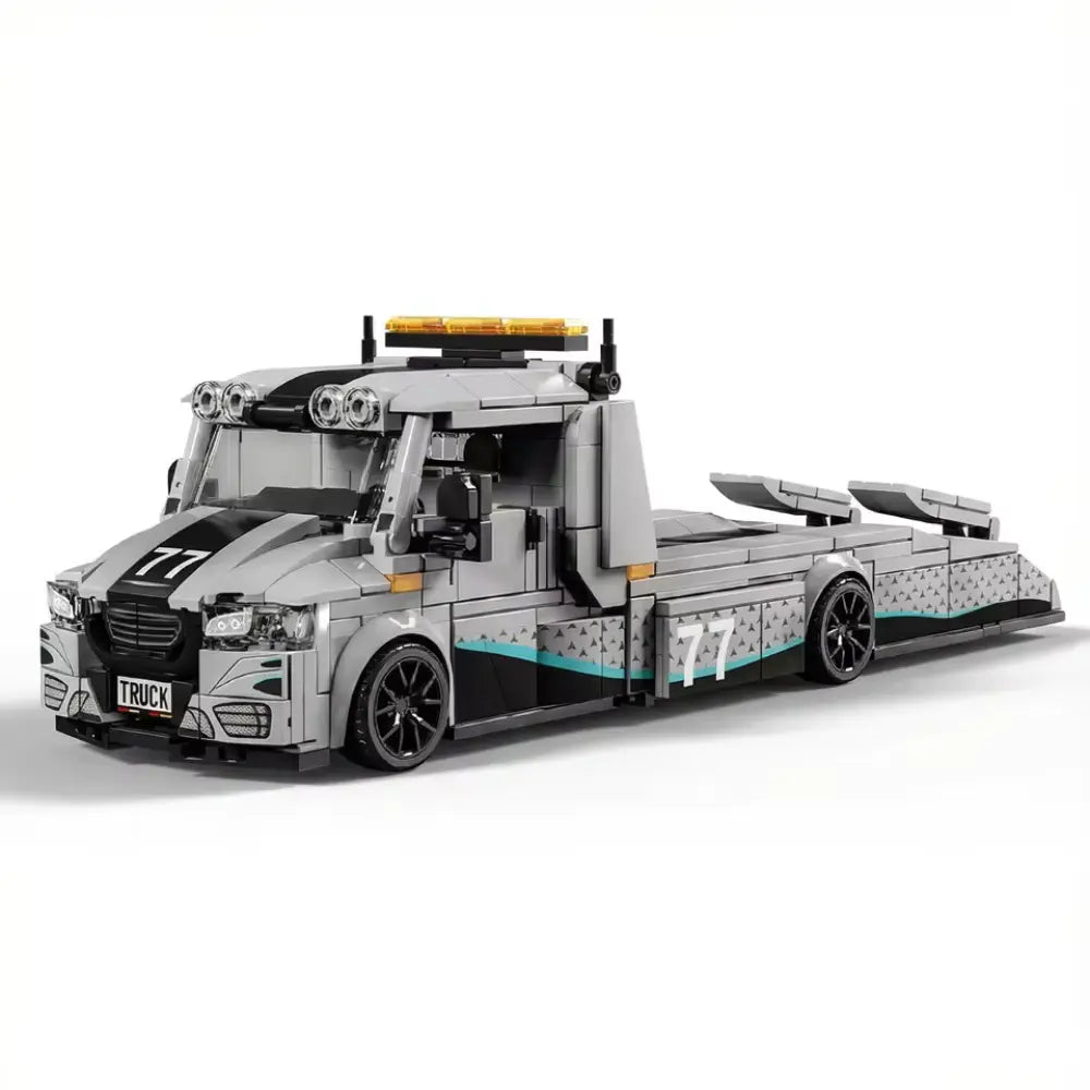 Tow Truck With Trailer made from Building Blocks Kit