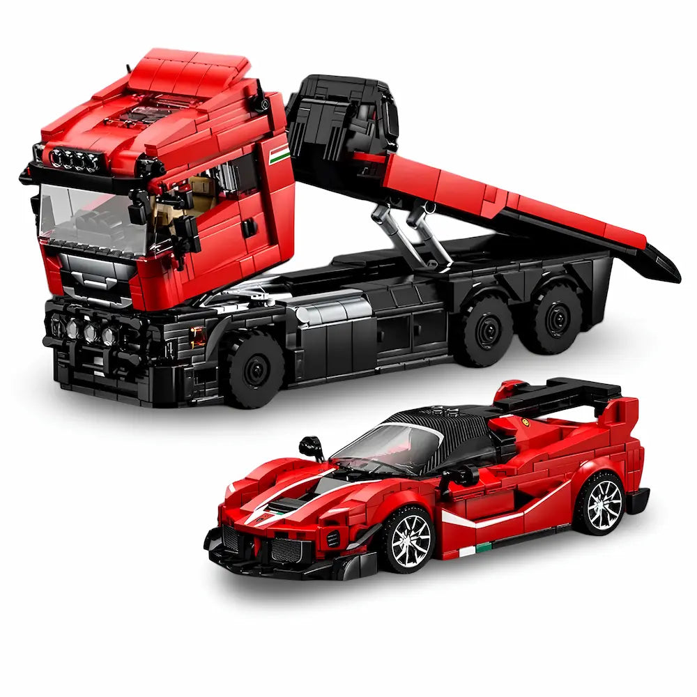Italian Supercar Trailer Set made from Building Blocks Kit