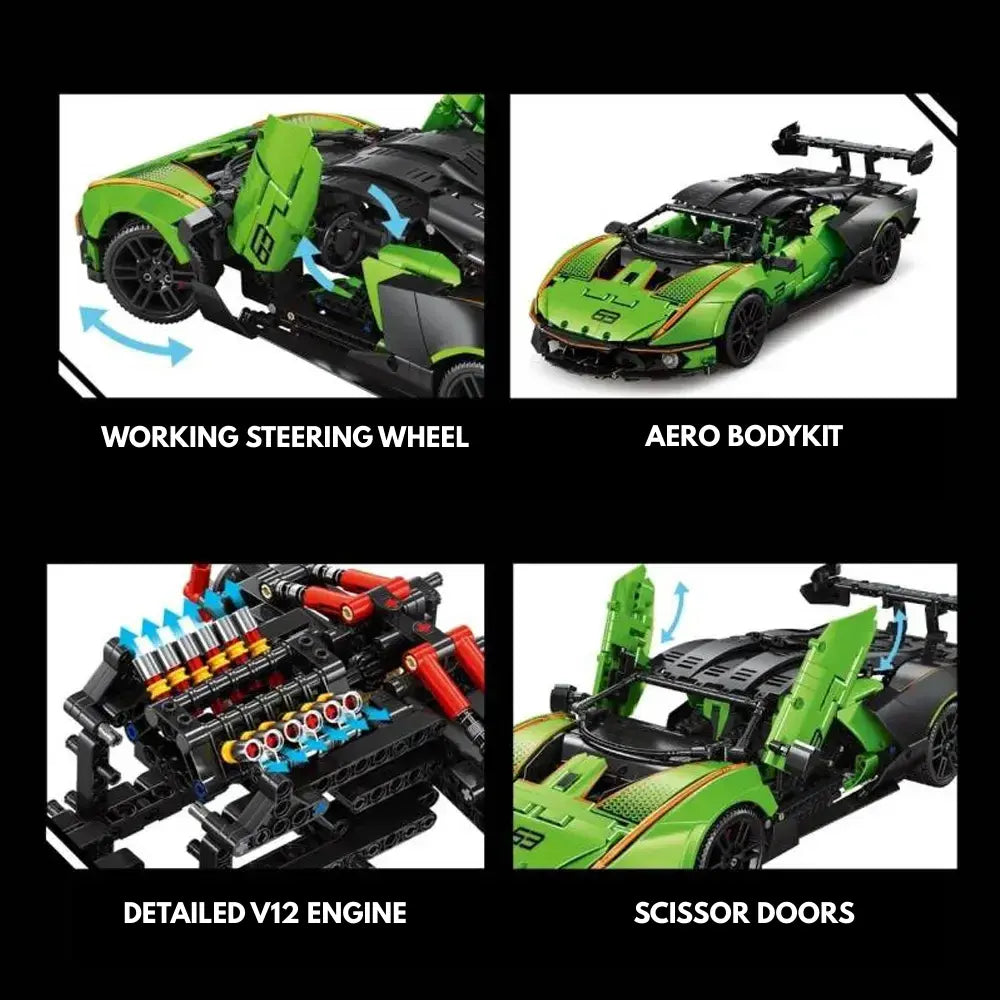 Italian Bull SCV 12 Supercar made from Building Blocks