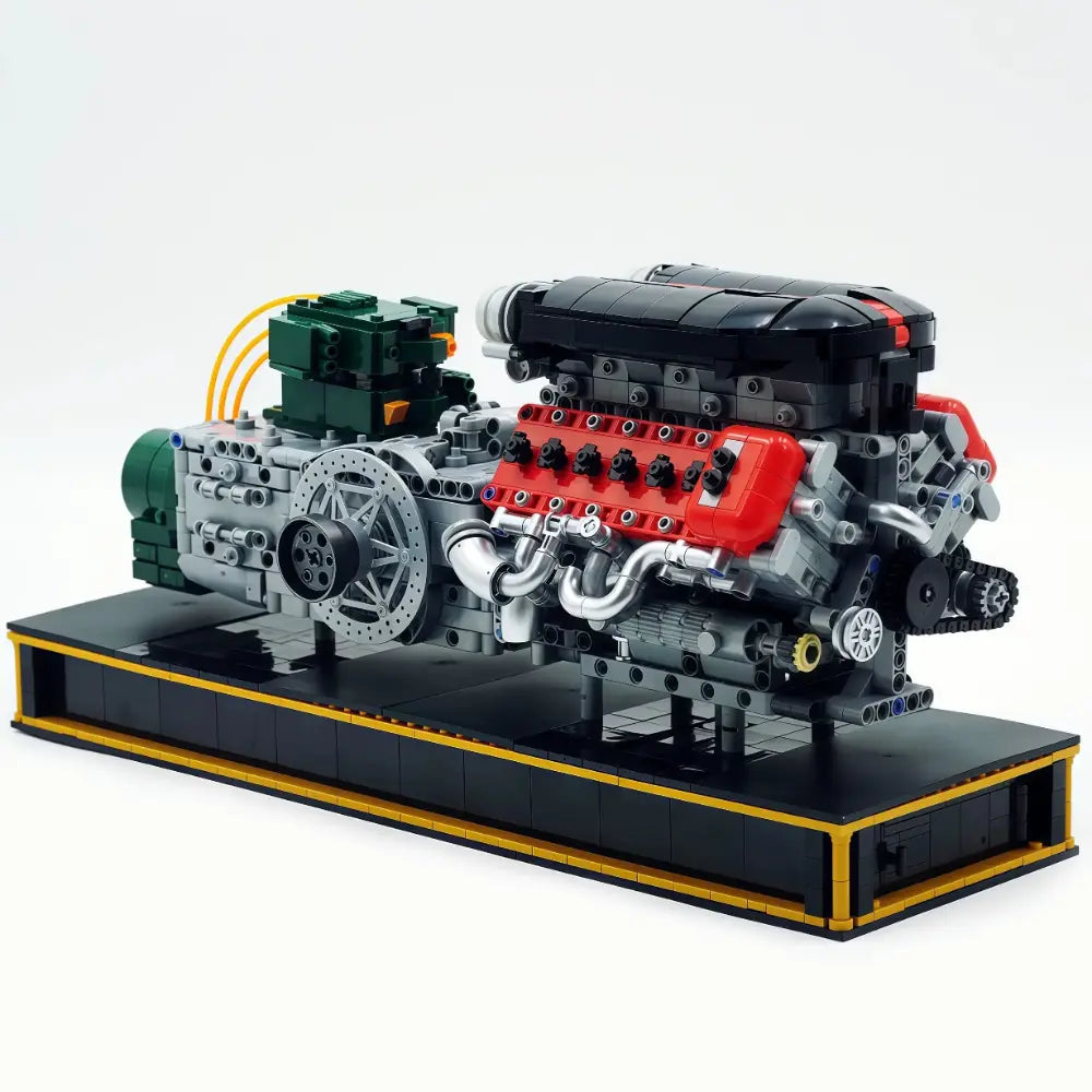 Italian V12 NA Hypercar Engine – brick-built display model made from building blocks