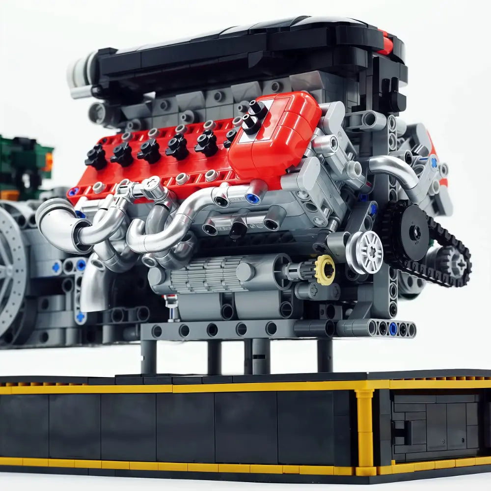 Italian V12 NA Hypercar Engine – brick-built display model made from building blocks