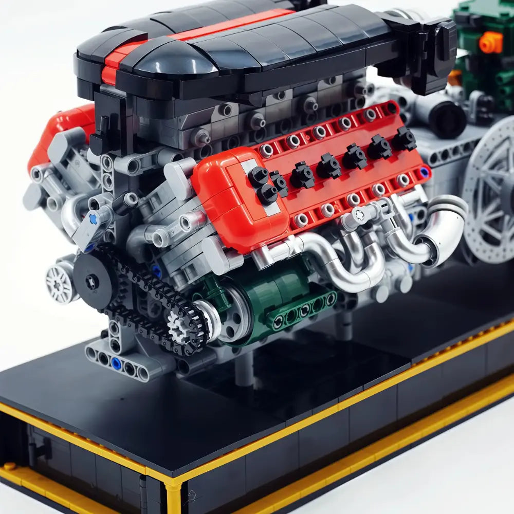 Italian V12 NA Hypercar Engine – brick-built display model made from building blocks