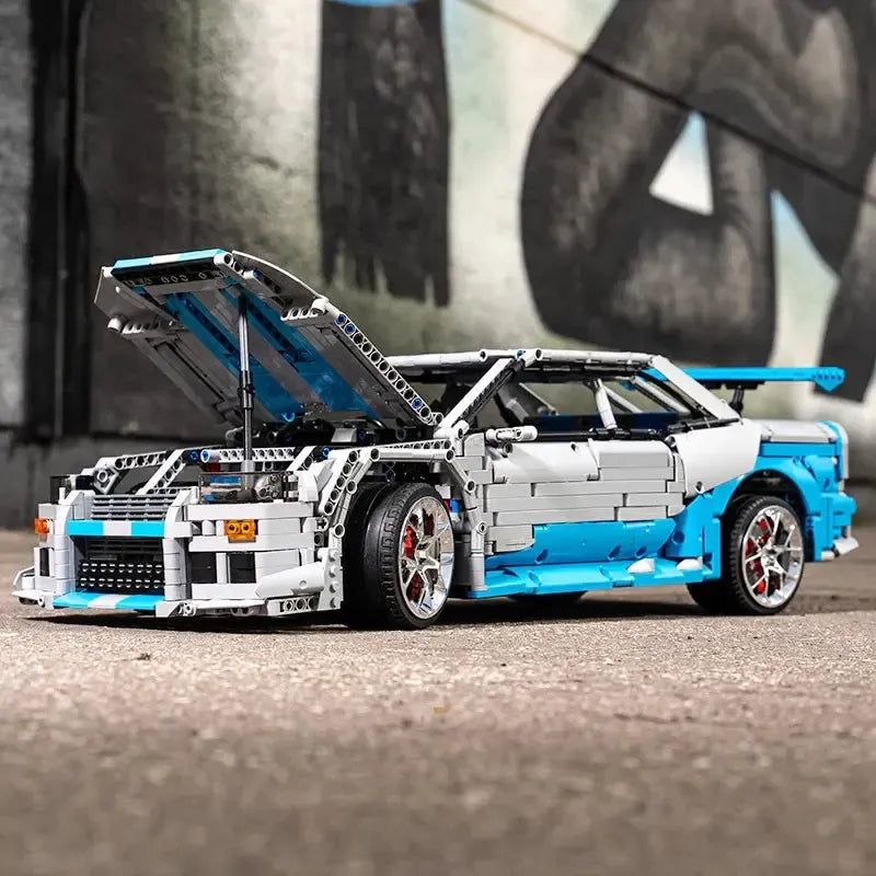 JDM R34 Coupé 'Godzilla' – brick-built display model made from building blocks