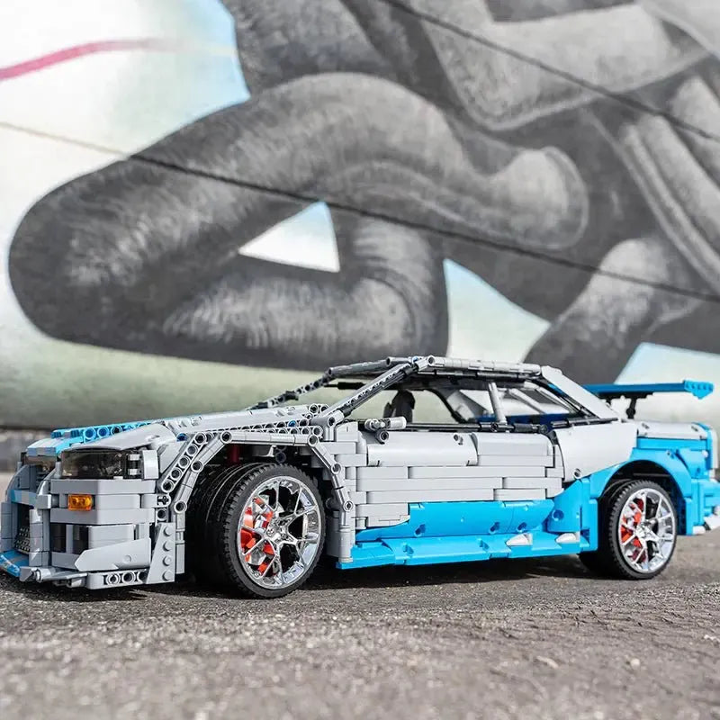JDM R34 Coupé 'Godzilla' – brick-built display model made from building blocks
