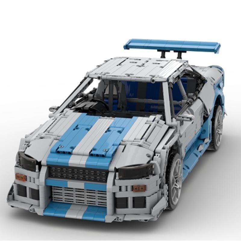 JDM R34 Coupé 'Godzilla' – brick-built display model made from building blocks