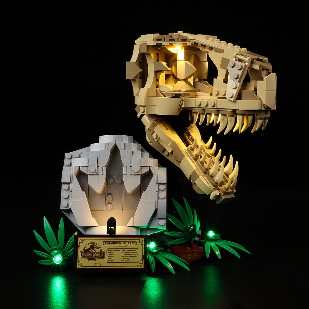 Dinosaur Fossils: T. Rex Skull 76964 LED Light Kit – Building Block Lighting | Power Brickz™