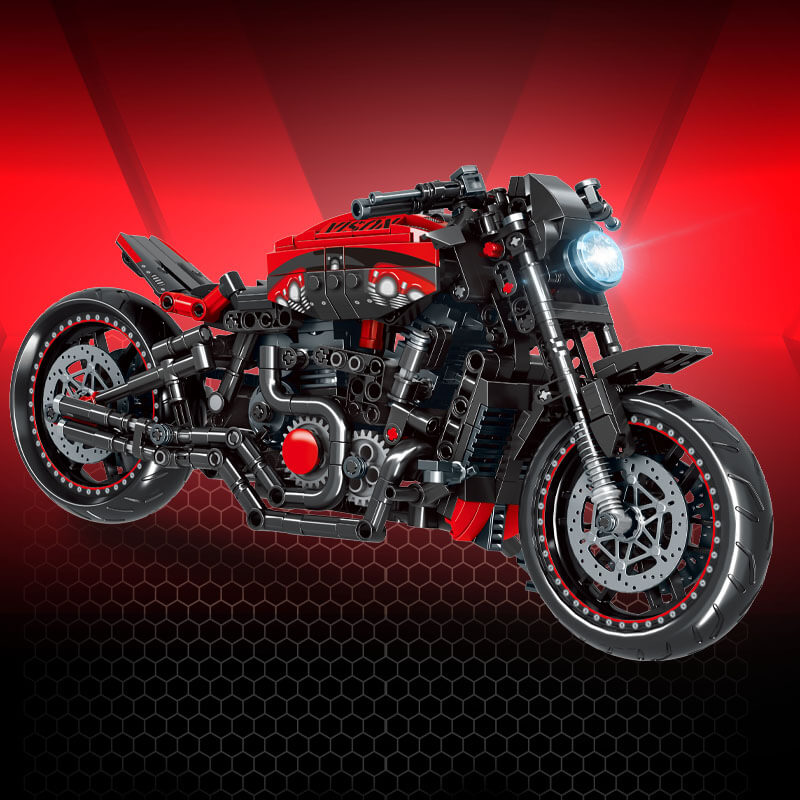 Modern Cruiser Motorcycle - Building Blocks Set | Power Brickz