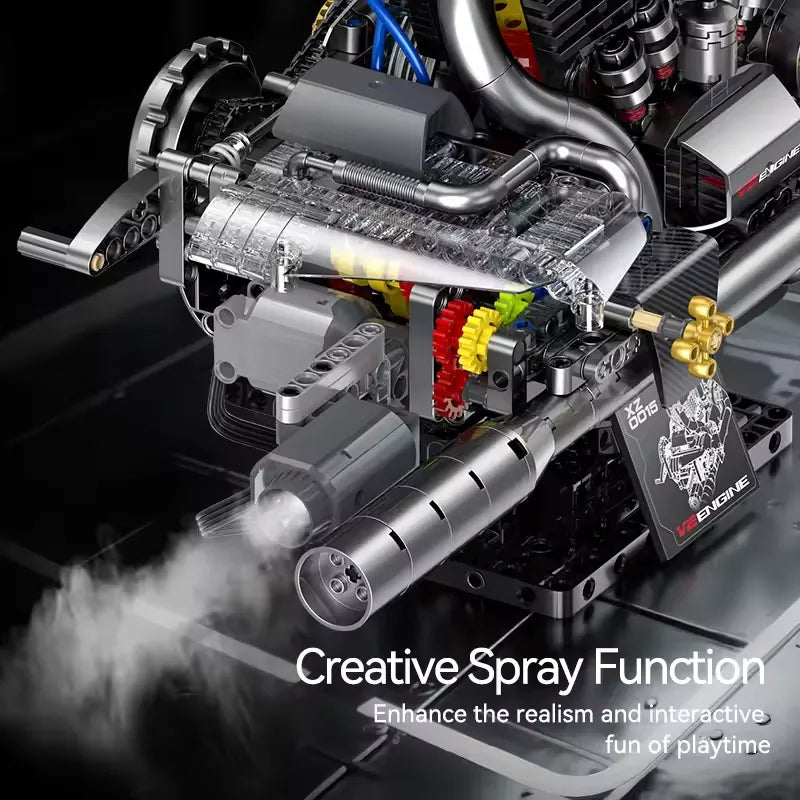 American Motorcycle V-Twin Engine – brick-built display model made from building blocks