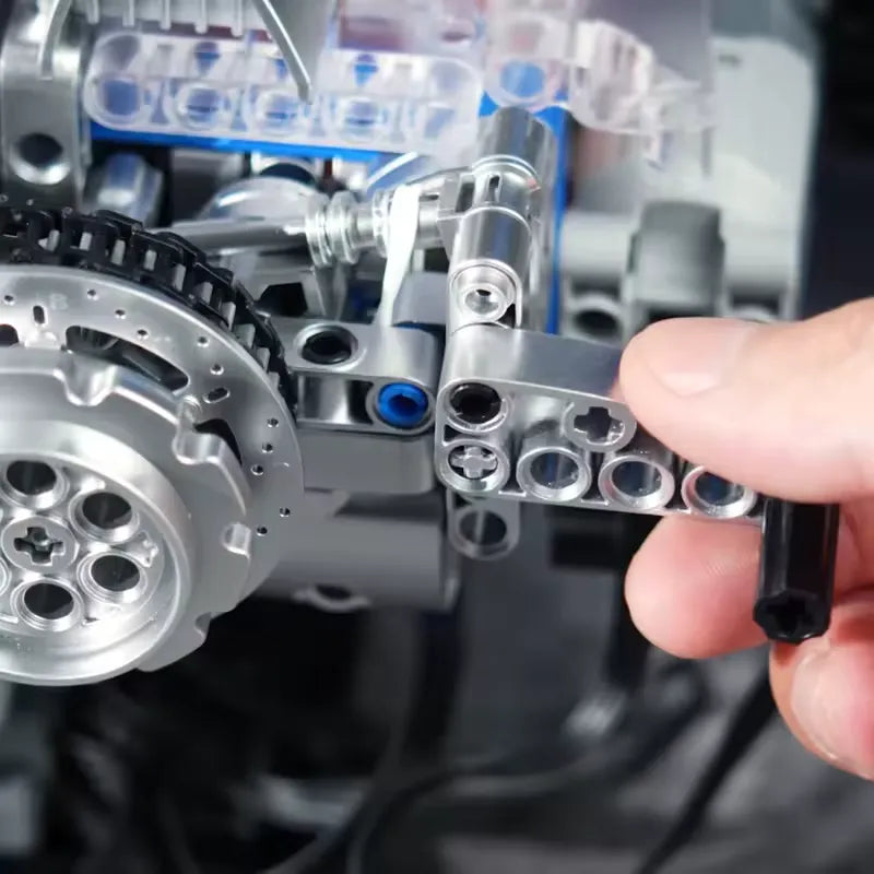 American Motorcycle V-Twin Engine – brick-built display model made from building blocks