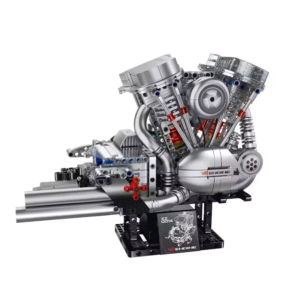 当時物　メーカー不明　レーシングスタイル　32パイ　MADE IN ITALY American Motorcycle V-Twin Engine Building Blocks Bike | 867 Pcs