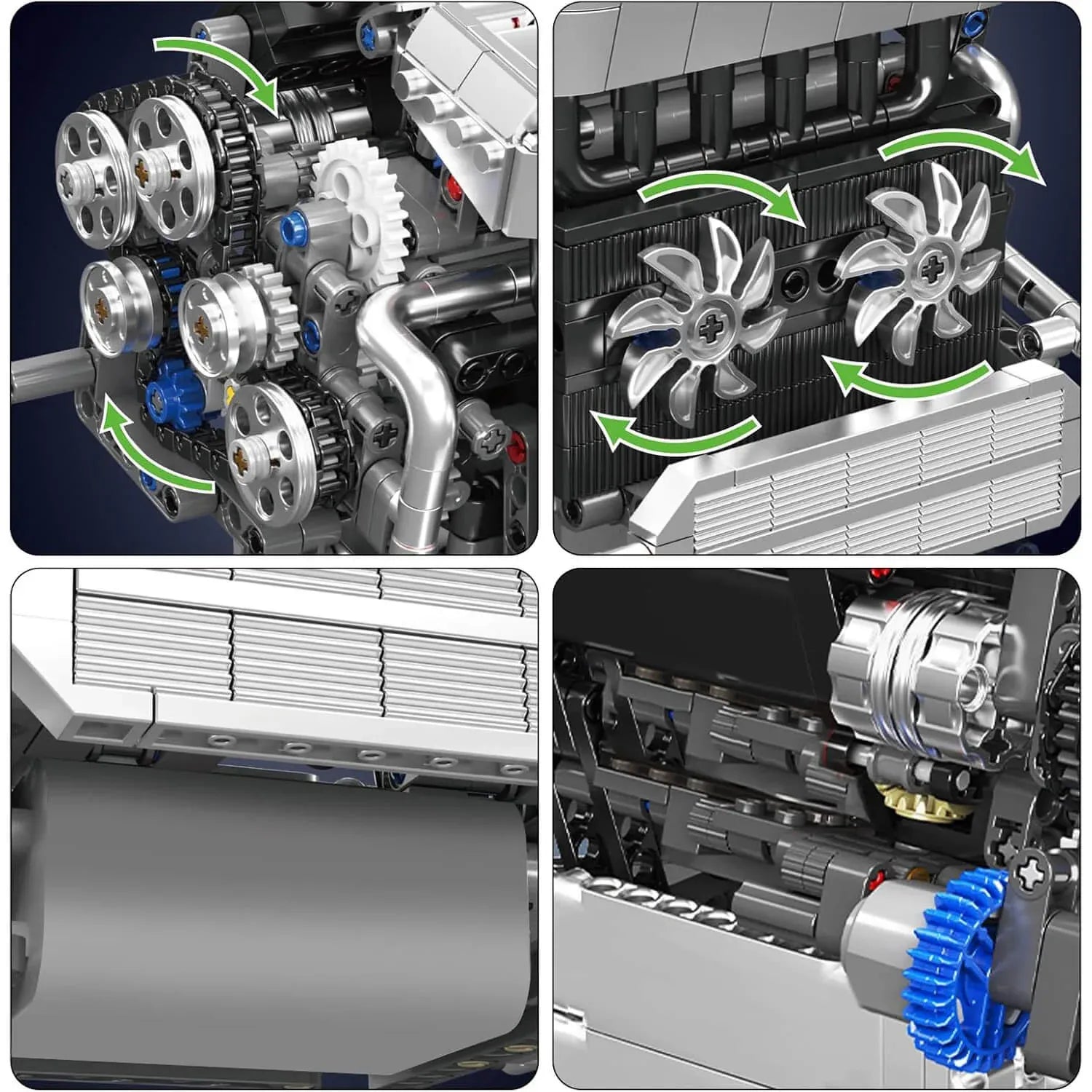 Motorised Inline-6 German Engine – brick-built display model made from building blocks
