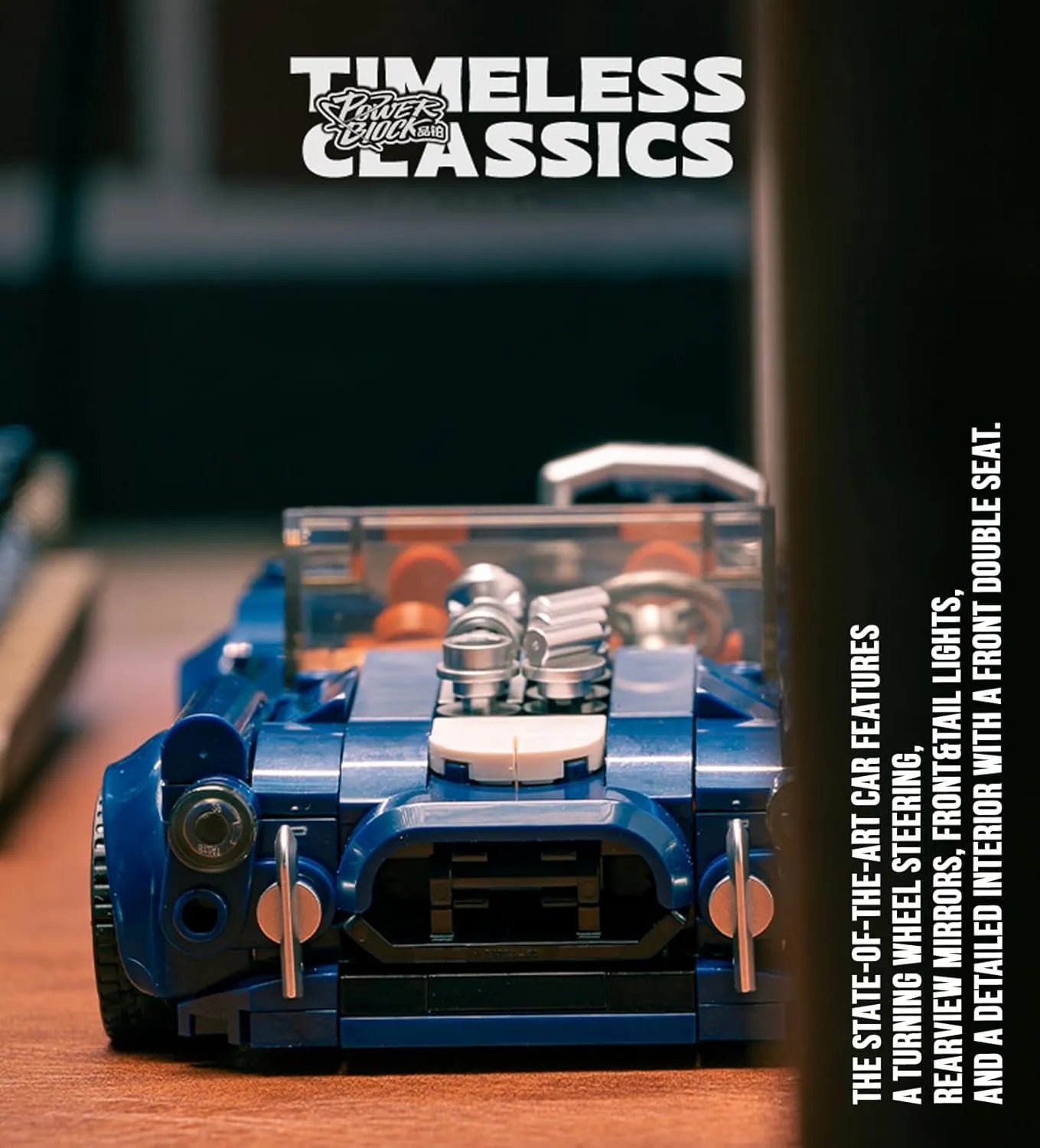 Shelby Cobra 427 – brick-built display model made from building blocks