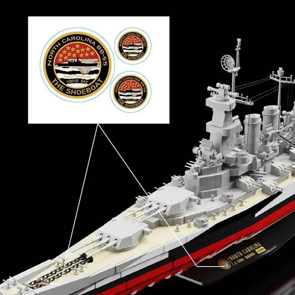 The North Carolina Battleship – brick-built display model made from building blocks