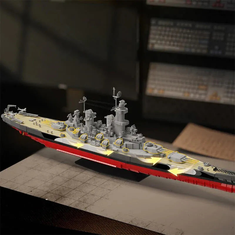 The USS Missouri BB-63 Battleship – brick-built display model made from building blocks