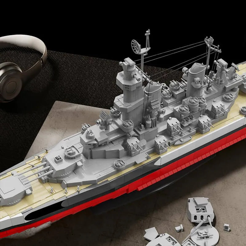 The USS Missouri BB-63 Battleship – brick-built display model made from building blocks