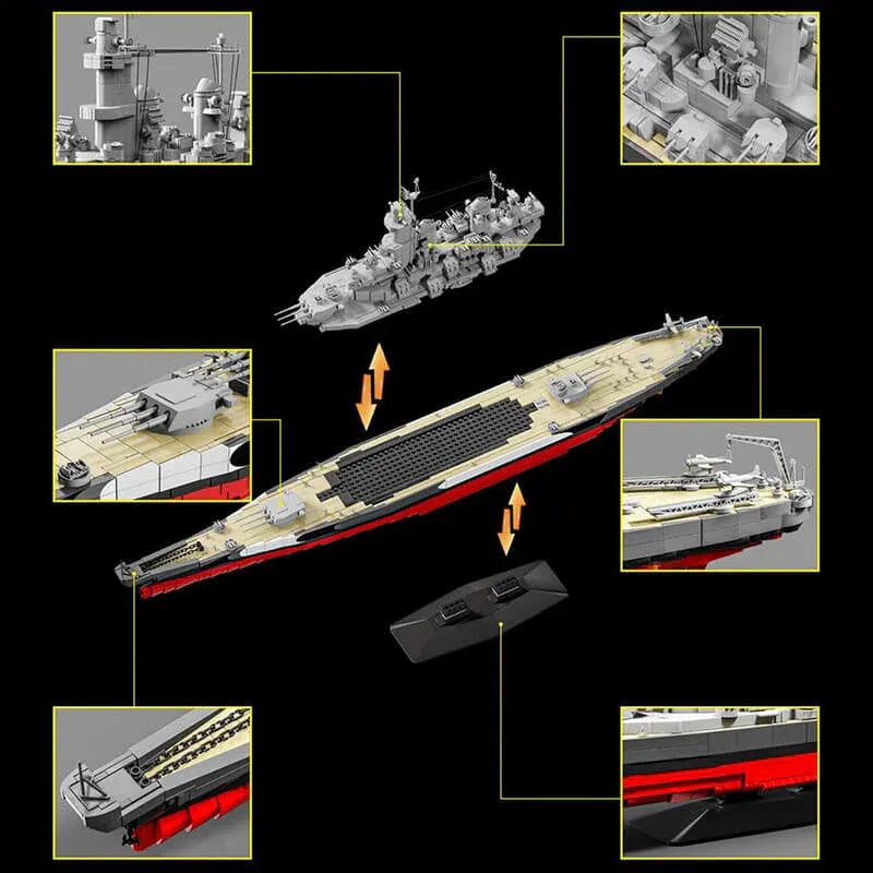 The USS Missouri BB-63 Battleship – brick-built display model made from building blocks