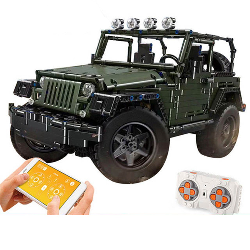 Jurassic 4x4 Wrangler Remote Control - Building Blocks Set | Power Brickz