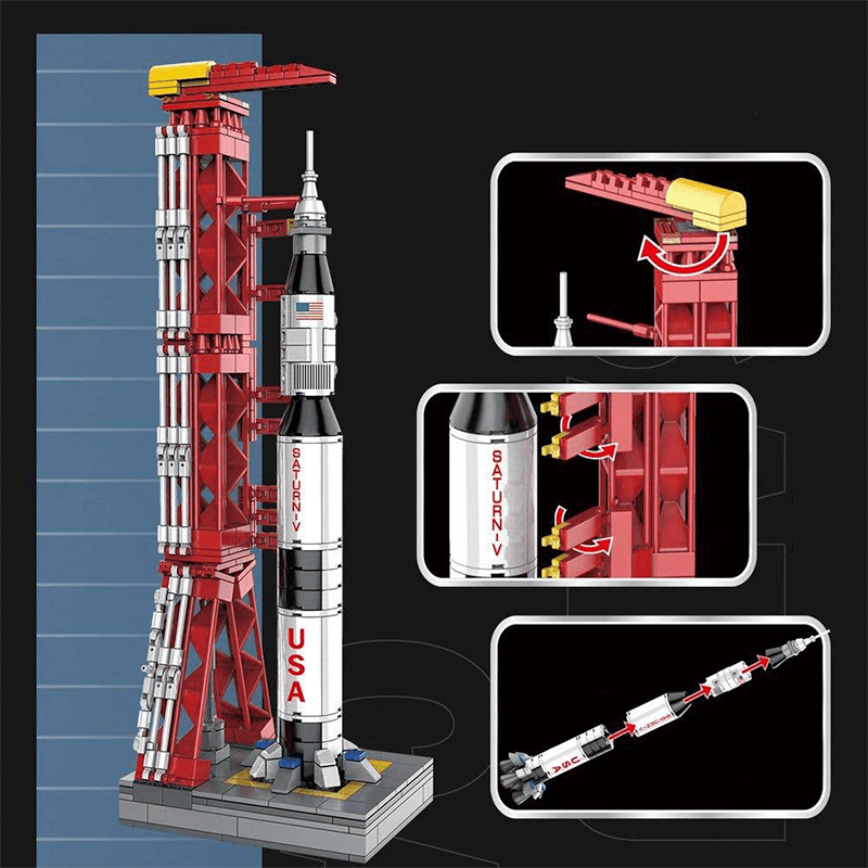 Apollo Rocket & Launch Pad - Building Set | Power Brickz