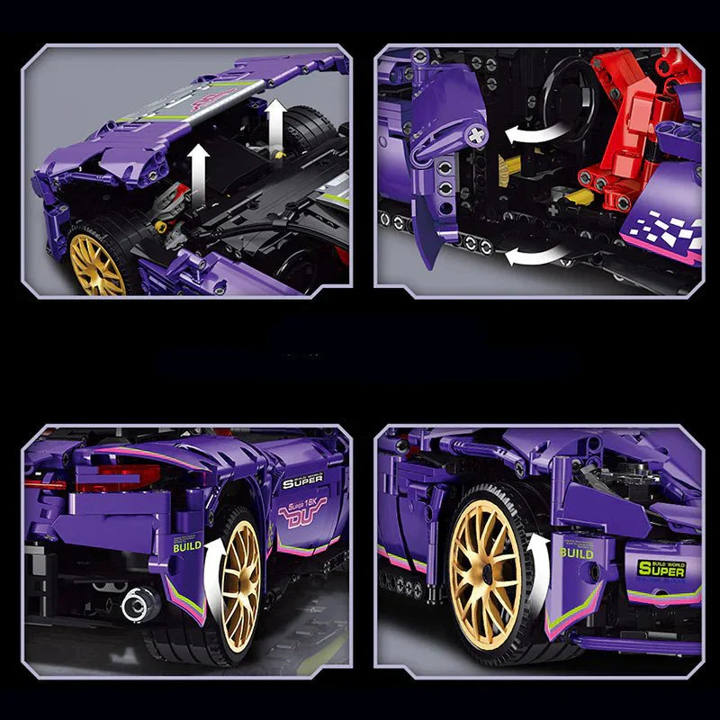 Purple GT Vantage Grand Tourer - Building Blocks Set | Power Brickz