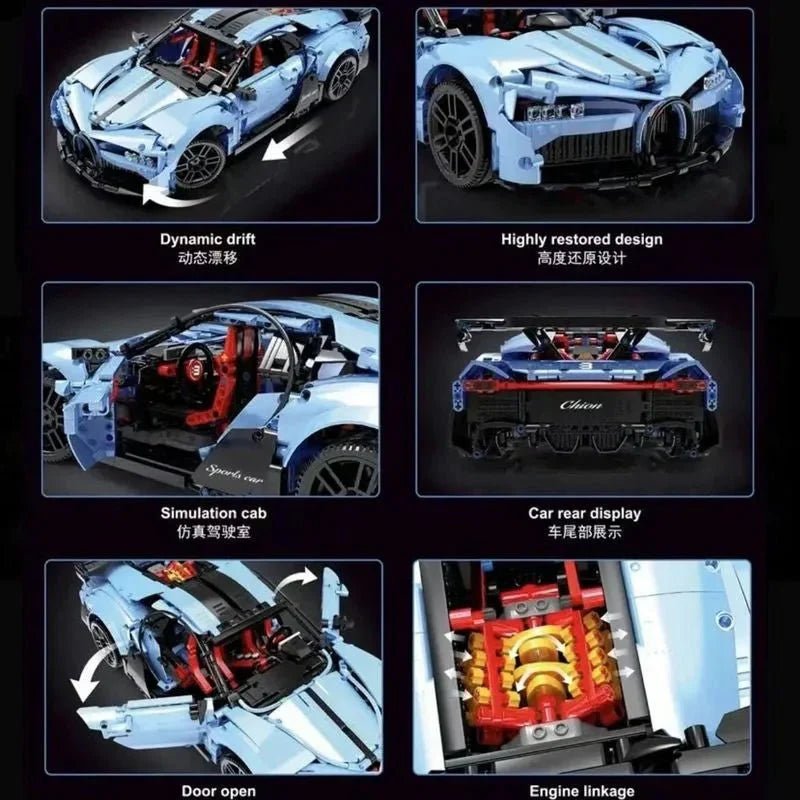Blue Quad-Turbo WHyper GT - Building Blocks Set | Power Brickz