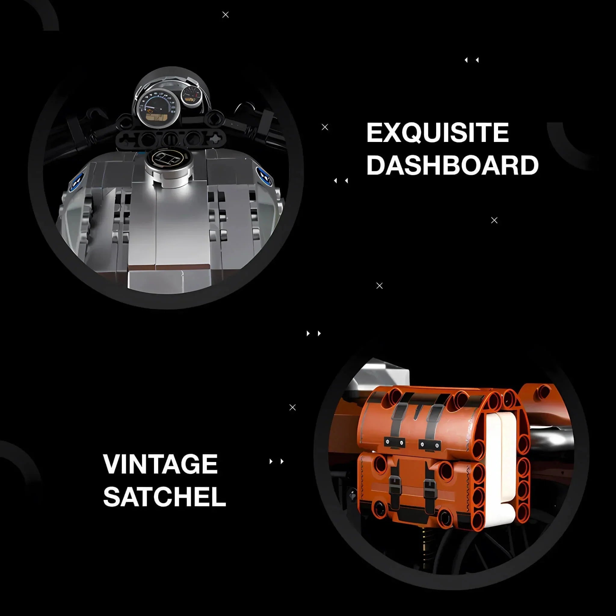 Retro Classic Motorcycle - Building Set | Power Brickz