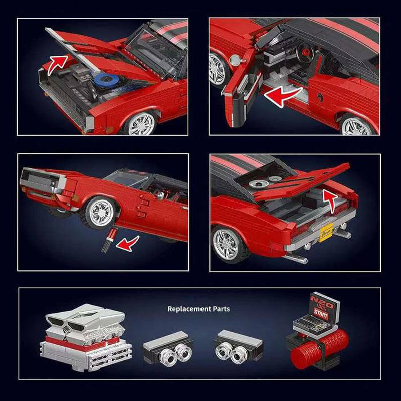 Classic Challenger American Muscle Car - Building Blocks Set | Power Brickz