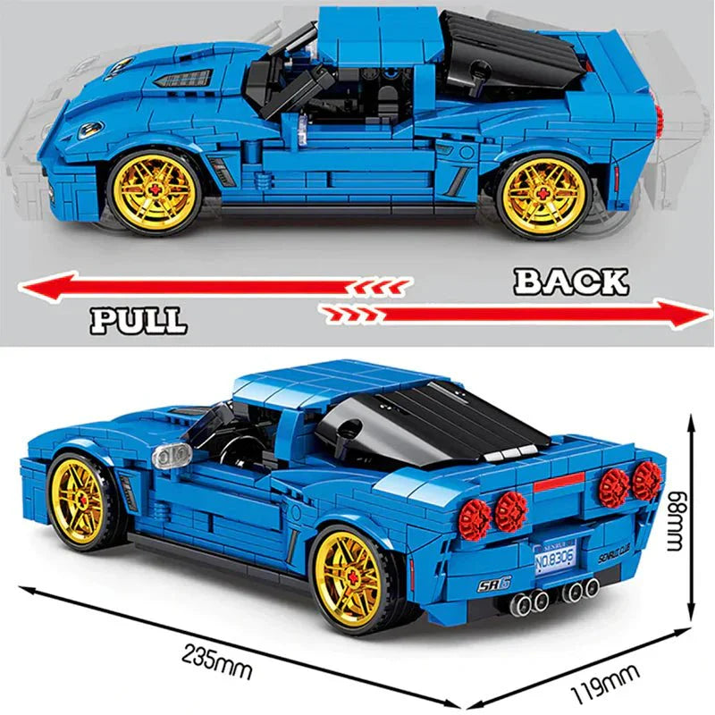 American V8 Sports Coupe - Building Set | Power Brickz