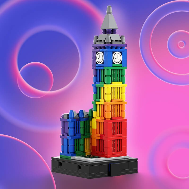 Colorful Big Ben II - Building Set | Power Brickz