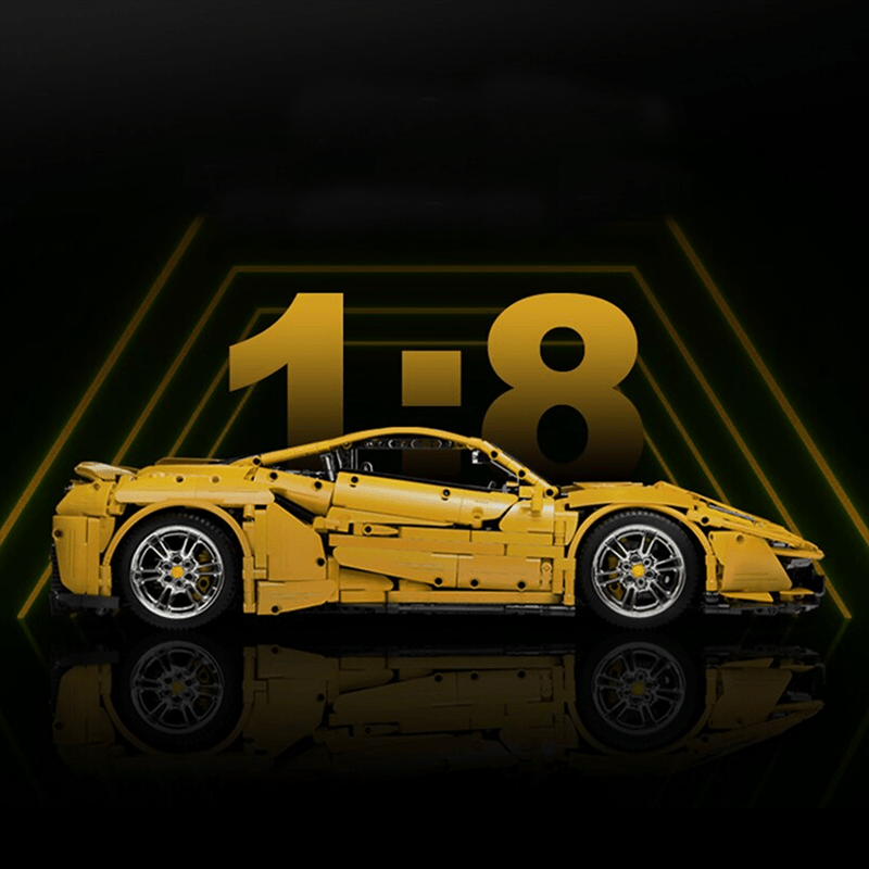 V8 FItalian Track Supercar Yellow - Building Blocks Set | Power Brickz