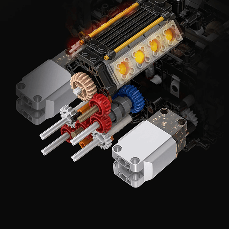 V8 FItalian Track Supercar Yellow - Building Blocks Set | Power Brickz