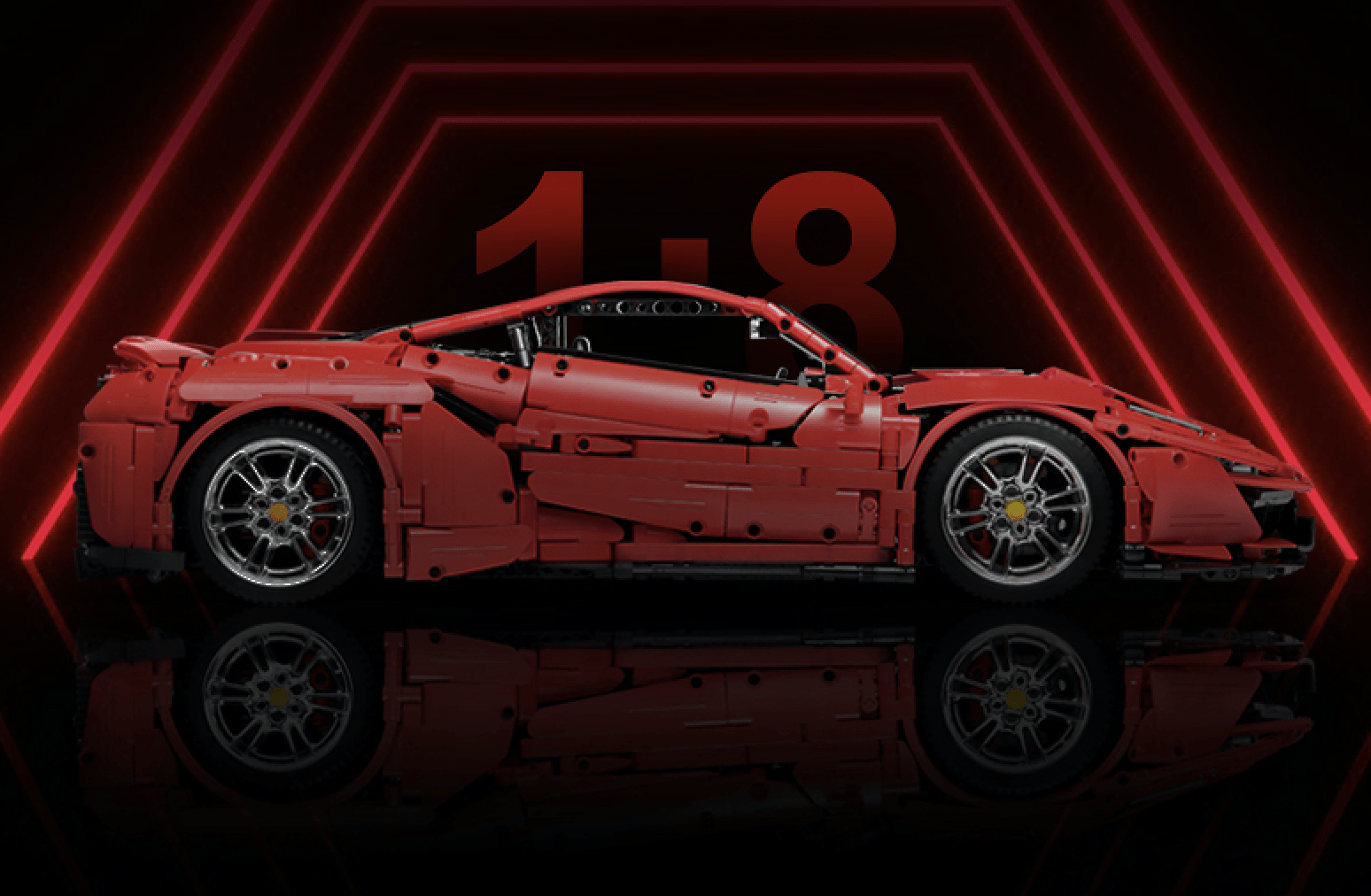 V8Italian Supercar Red - Building Blocks Set | Power Brickz
