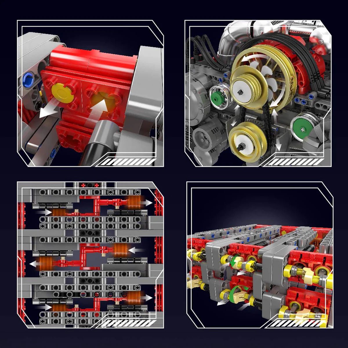 Functional Flat 6 Boxer Engine | 2374pcs - Power Brickz
