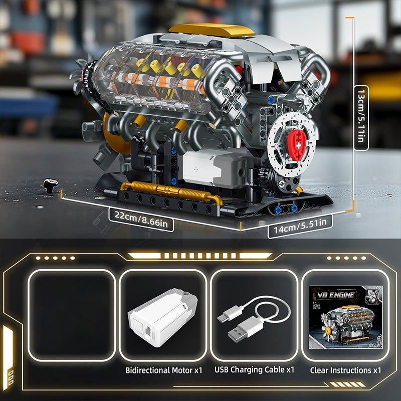 Functional V8 Engine Model | 691pcs - Power Brickz