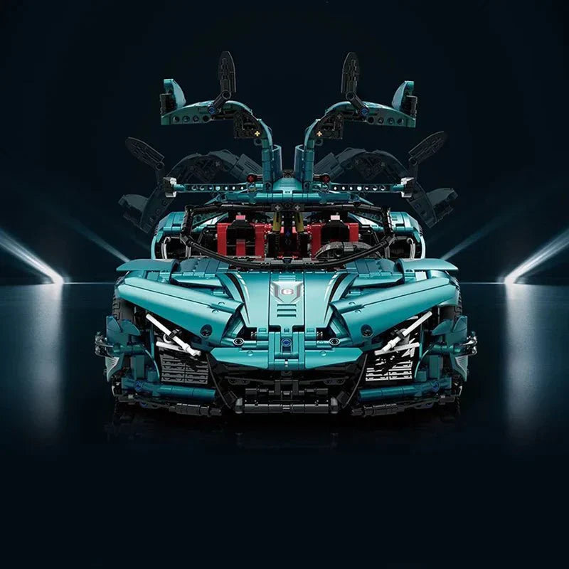 Blue Track-Only Hypercar - Building Blocks Set | Power Brickz