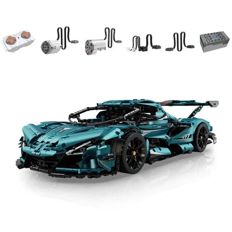 Blue Track-Only Hypercar - Building Blocks Set | Power Brickz