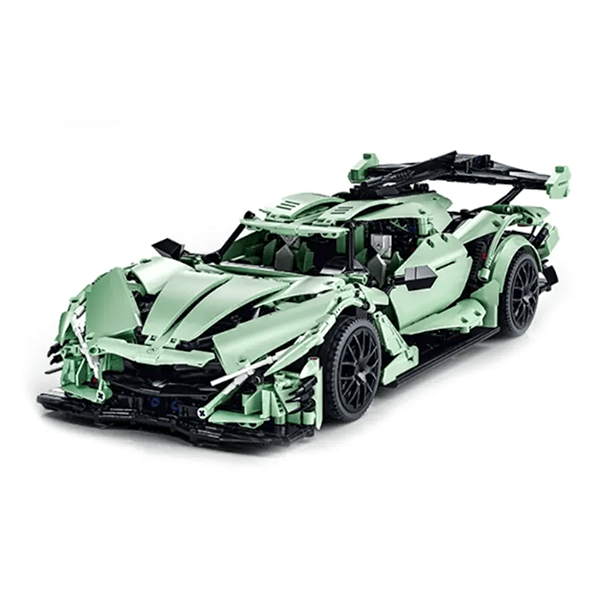 Green Track-Only Hypercar - Building Blocks Set | Power Brickz
