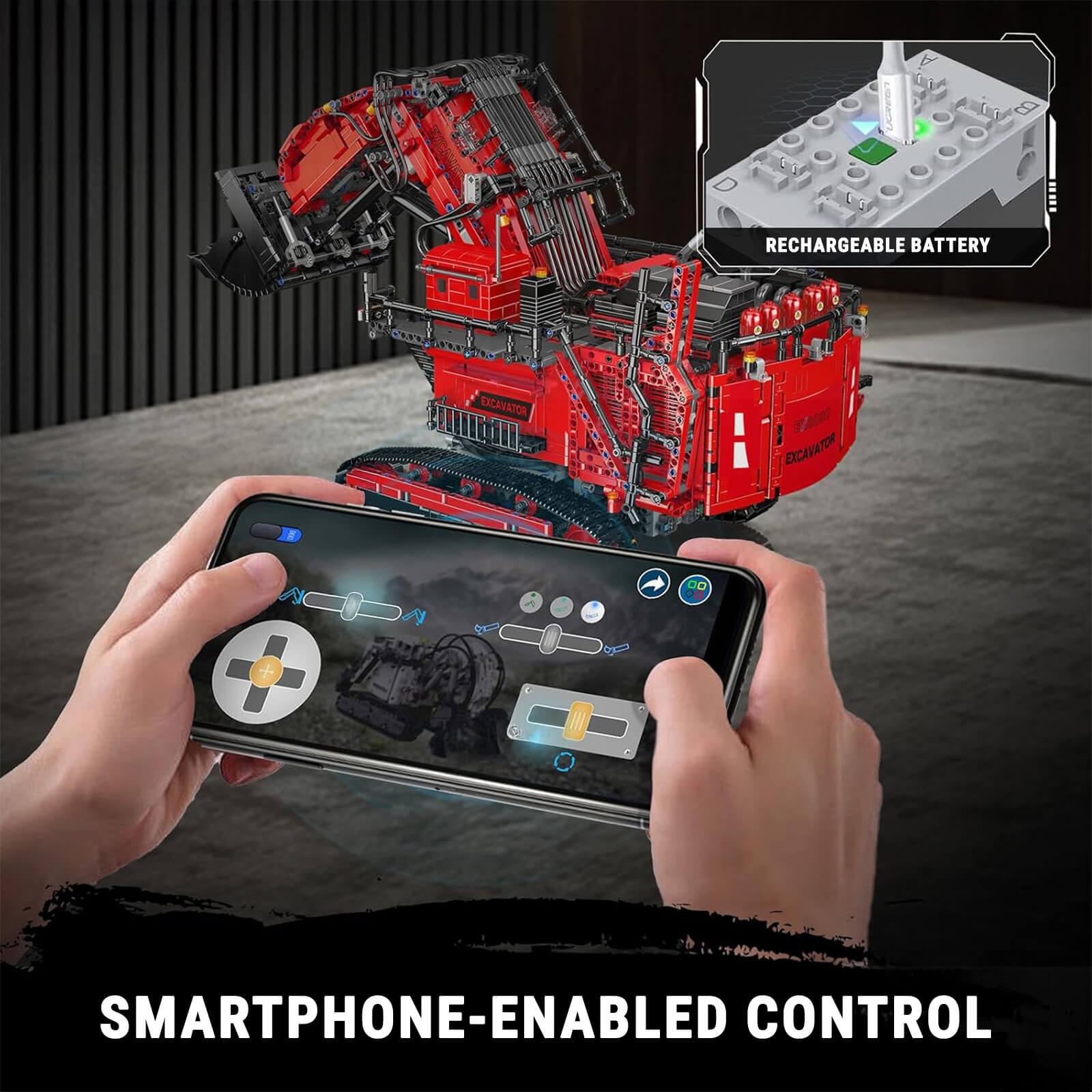 Heavy-Duty RC Excavator - Building Set | Power Brickz