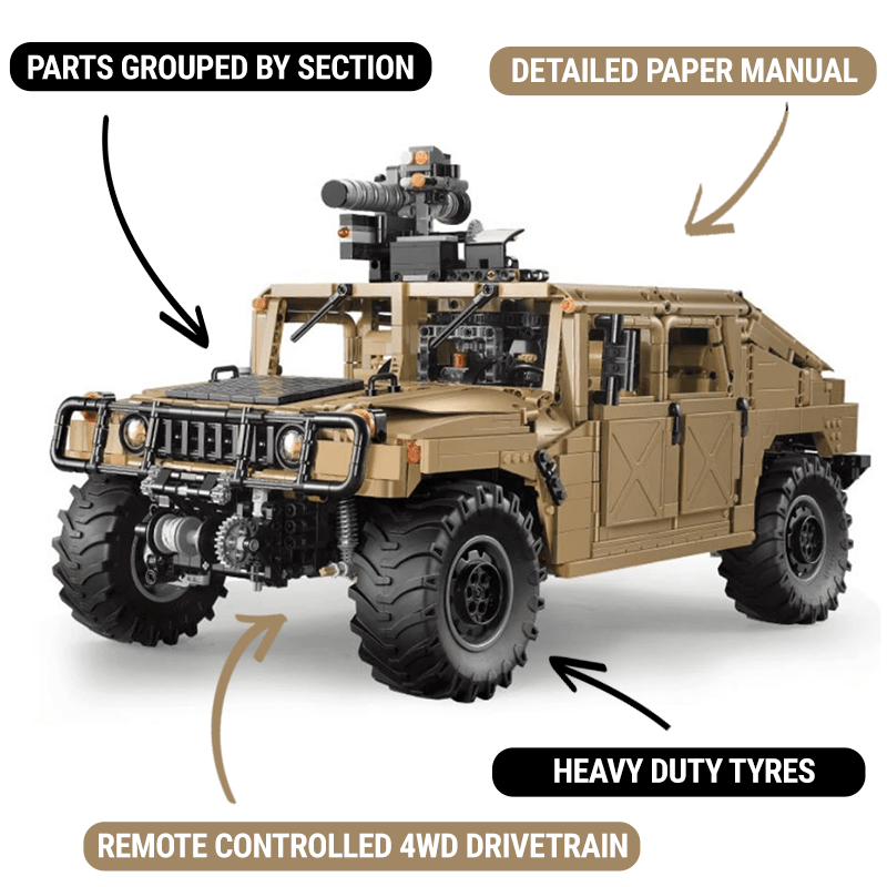 Military Off-Road Humvee Truck - Building Blocks Set | Power Brickz