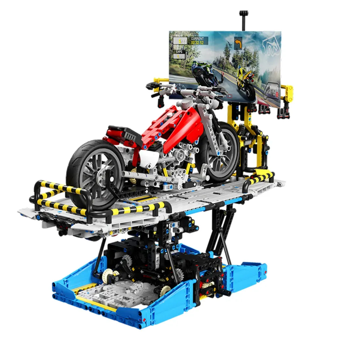 Motorcycle Simulation Test Bench – brick-built display model made from building blocks