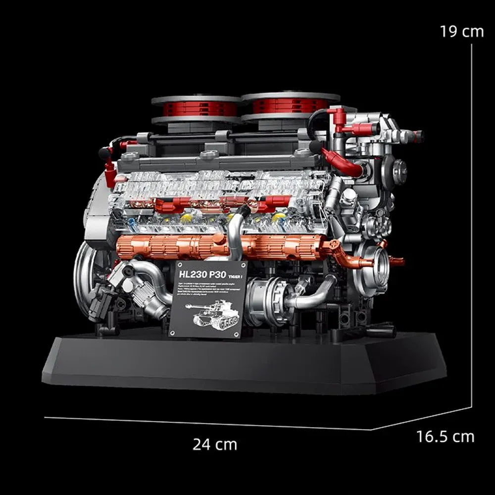 German Tiger V8 Tank Engine - Building Blocks Set | Power Brickz