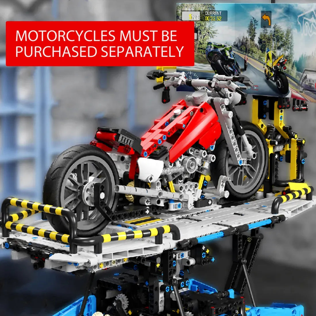 Motorcycle Simulation Test Bench – brick-built display model made from building blocks