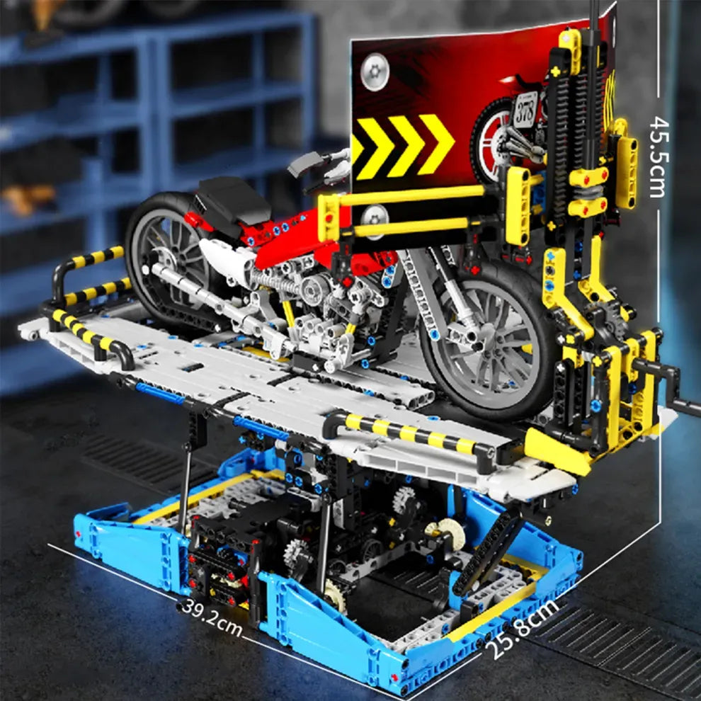 Motorcycle Simulation Test Bench – brick-built display model made from building blocks