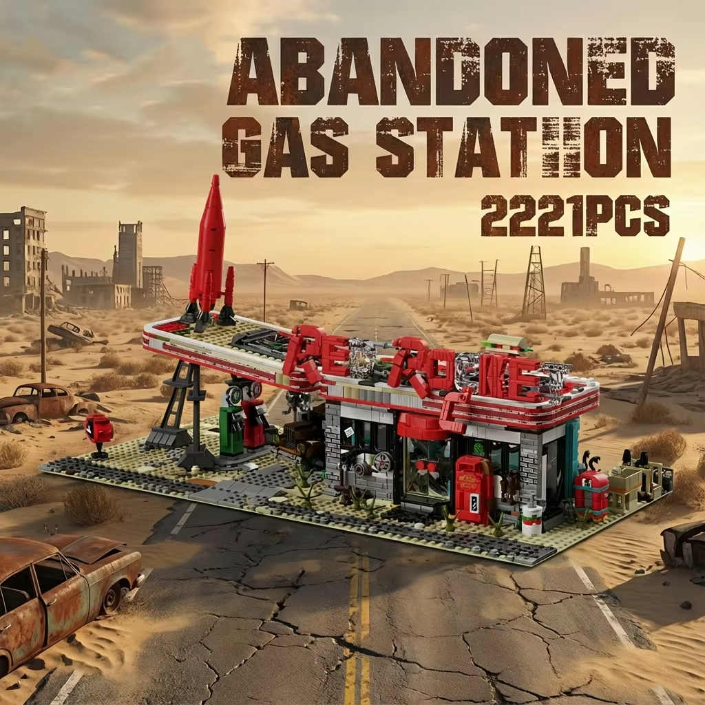 Red Rocket Abandoned Gas Station Fallout made from Building Blocks Kit