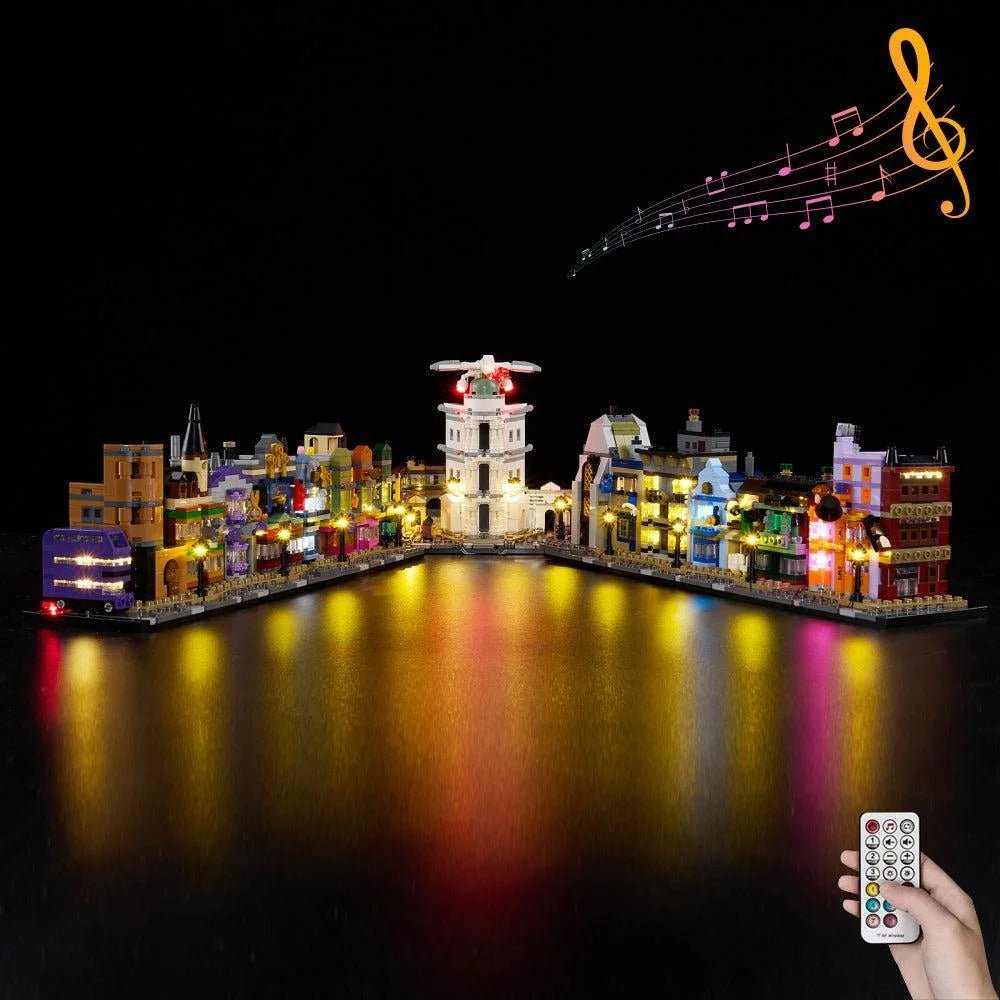 Diagon Alley Wizarding Shops 76444 LED Light Kit – Building Block Lighting | Power Brickz™