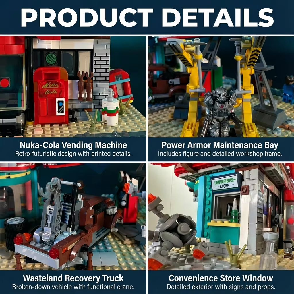 Red Rocket Abandoned Gas Station Fallout made from Building Blocks Kit