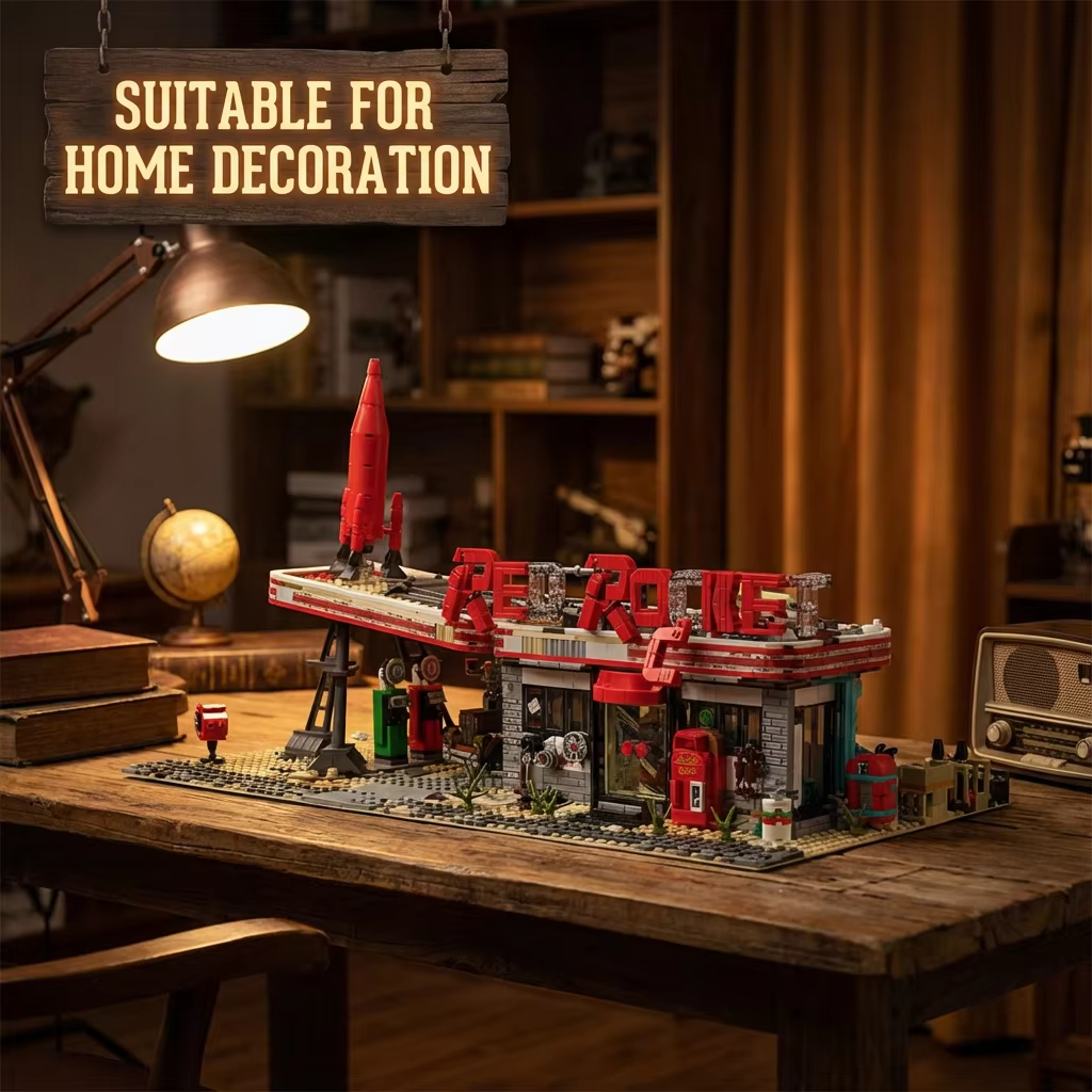 Red Rocket Abandoned Gas Station Fallout made from Building Blocks Kit