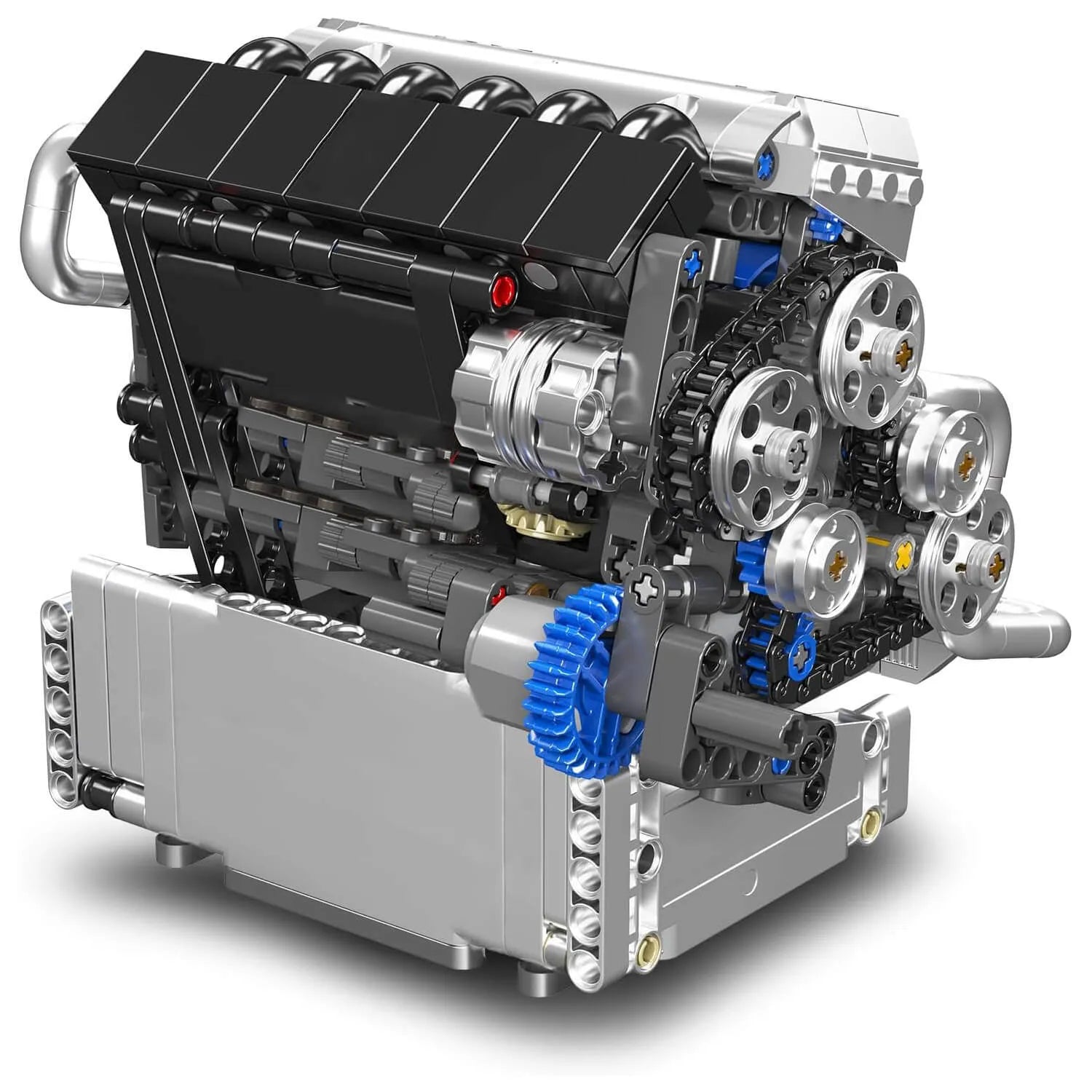 Motorised Inline-6 German Engine - Building Blocks Set | Power Brickz