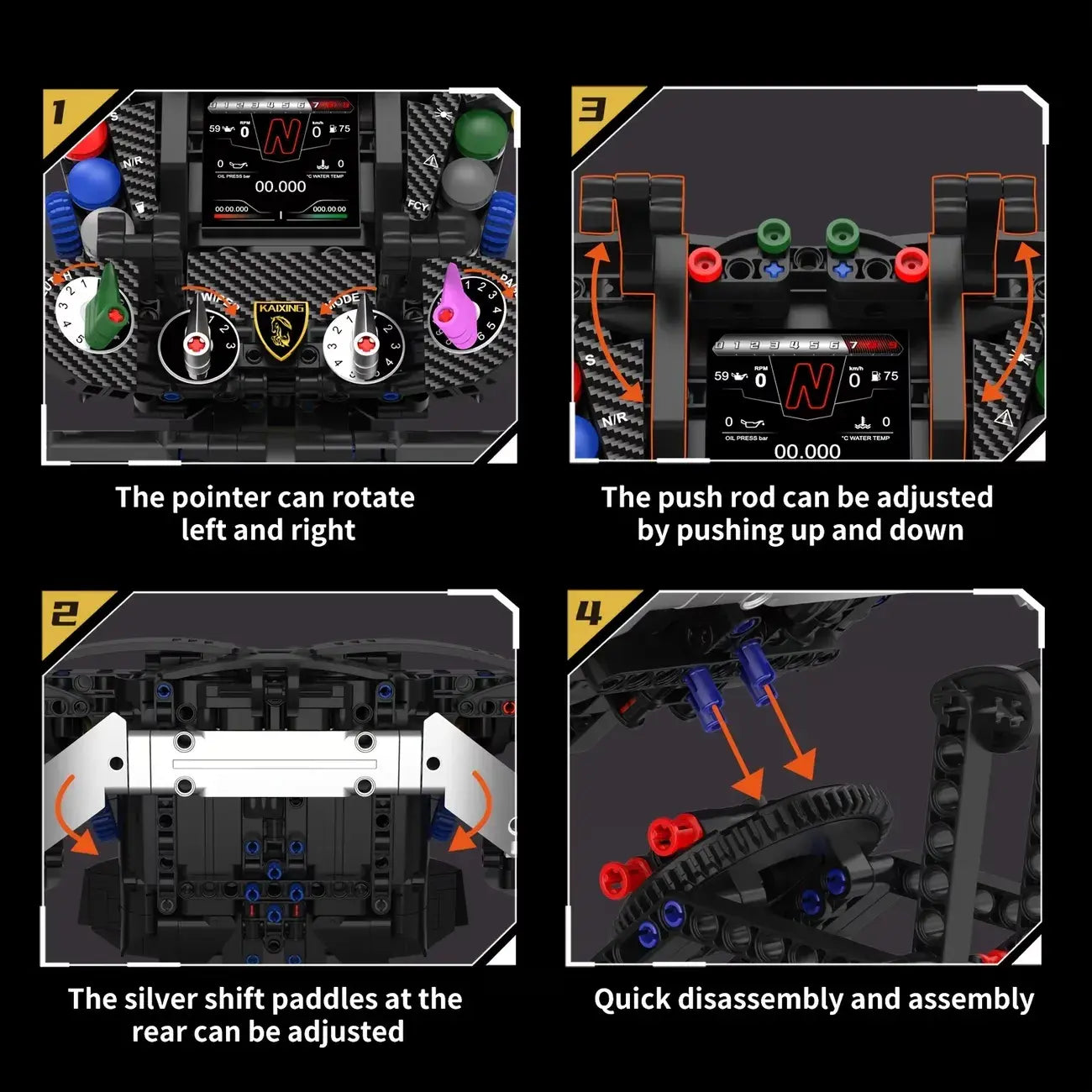 1:1 Lambo Supercar Steering Wheel Building Blocks Kit