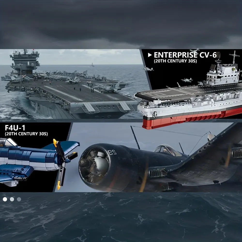 The USS CV-6 Enterprise Battleship made from building blocks